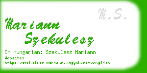 mariann szekulesz business card